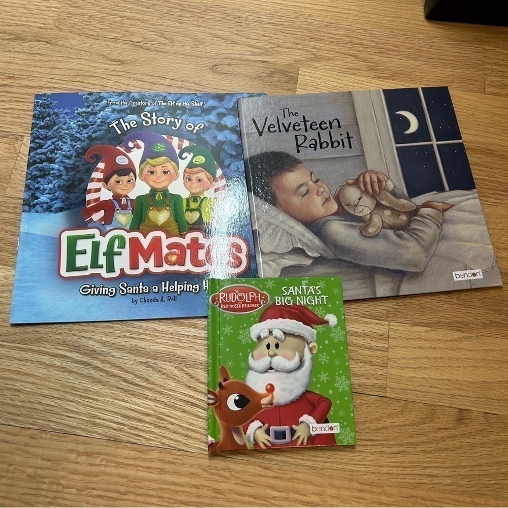 Christmas Book Bundle NEW Rudolph Elf on the Shelf Velveteen Rabbit Kids